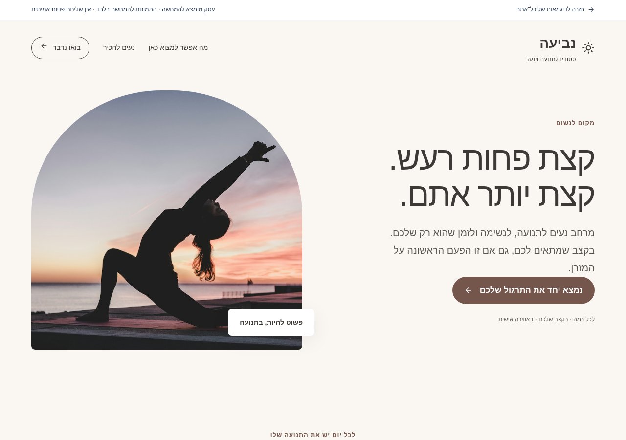 תצוגת האתר לדוגמה של נביעה